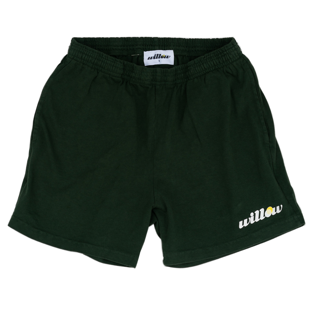 WILLOW Logo Garment-Dyed Gym Shorts (Ivy Green)