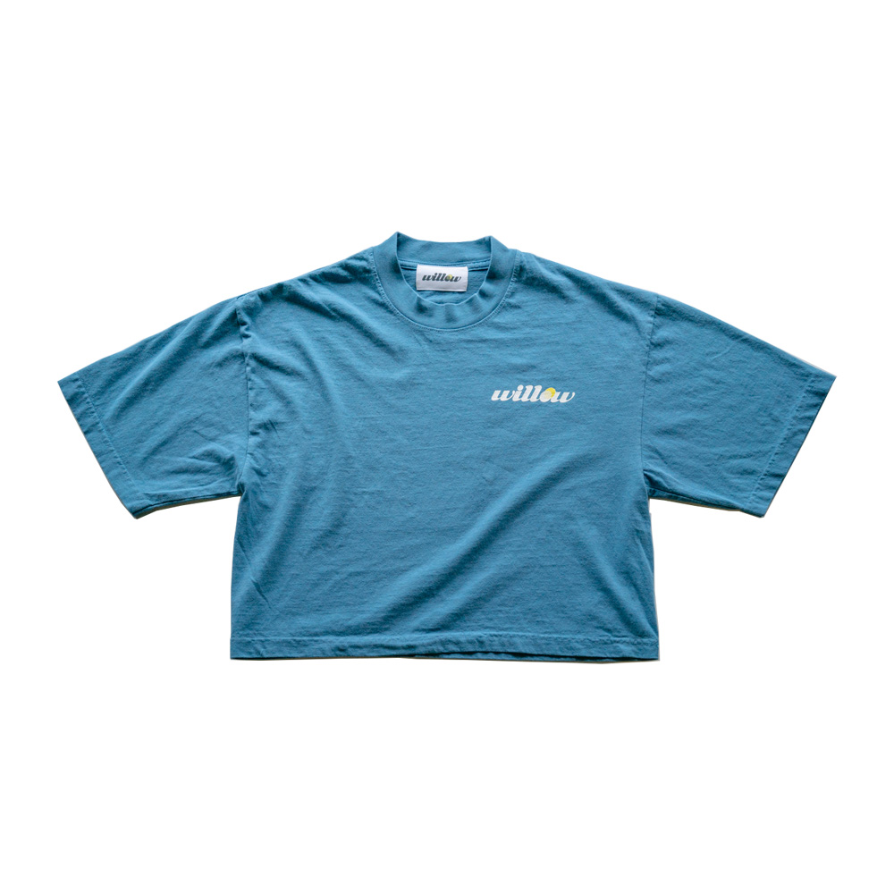 WILLOW Logo Garment-Dyed Crop Top (Blue)